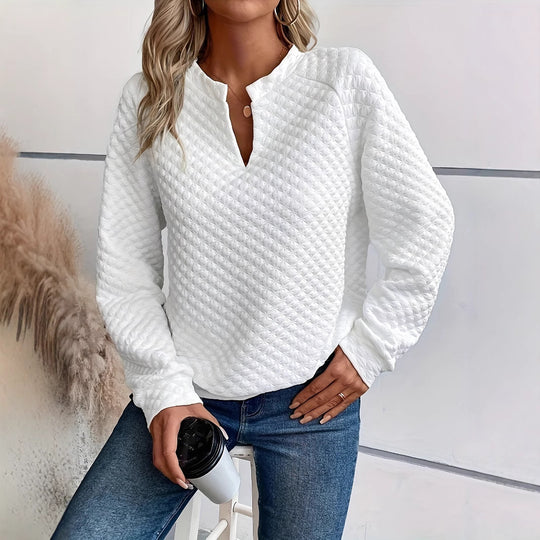 Damen modischer Stehkragen-Pullover mit strukturiertem Design EB
