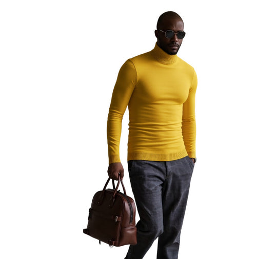 Herren rollkragen pullover mit feiner Struktur EB