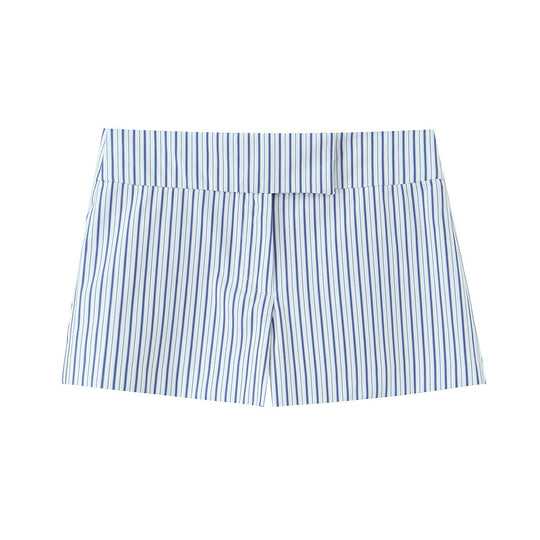 Damen elegante Shorts mit feinem Streifenmuster und hohem Bund EB