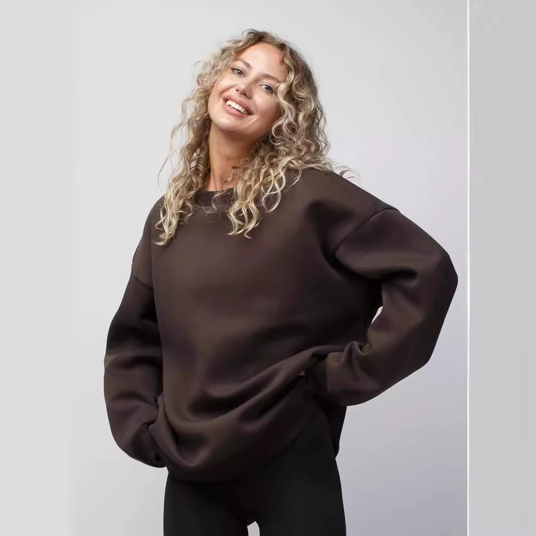 Damen Oversized Sweatshirt mit lässigem Schnitt und hohen Bündchen EB