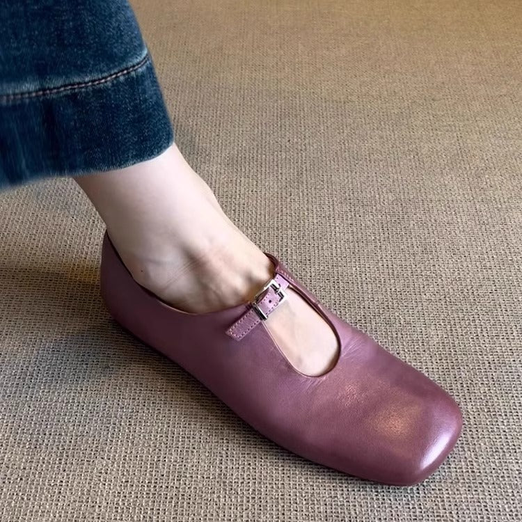 Damen elegante Mary Jane Schuhe mit modischem Riemen und weichem Leder EB