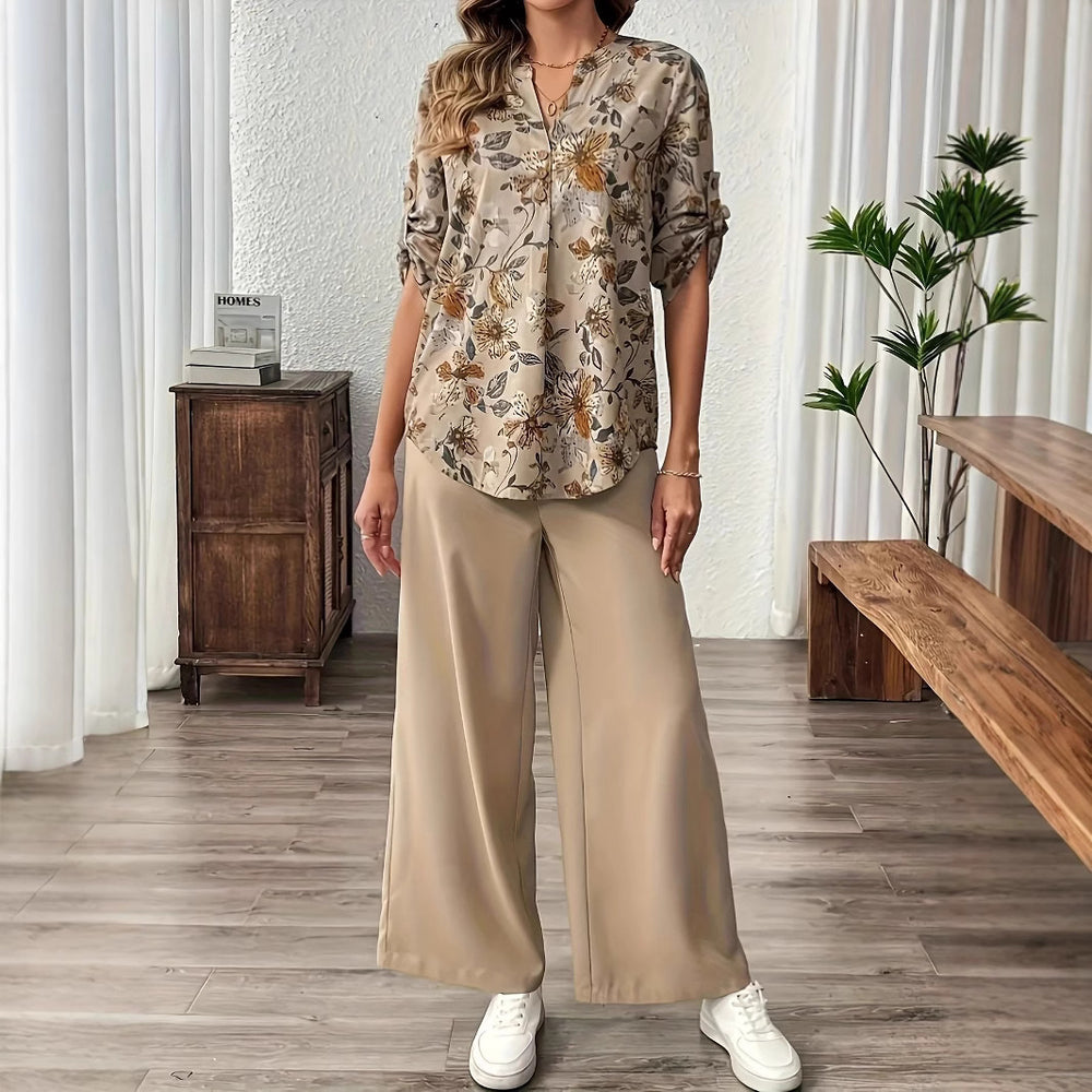 Damen Bluse mit floralem Design und lässiger Passform EB