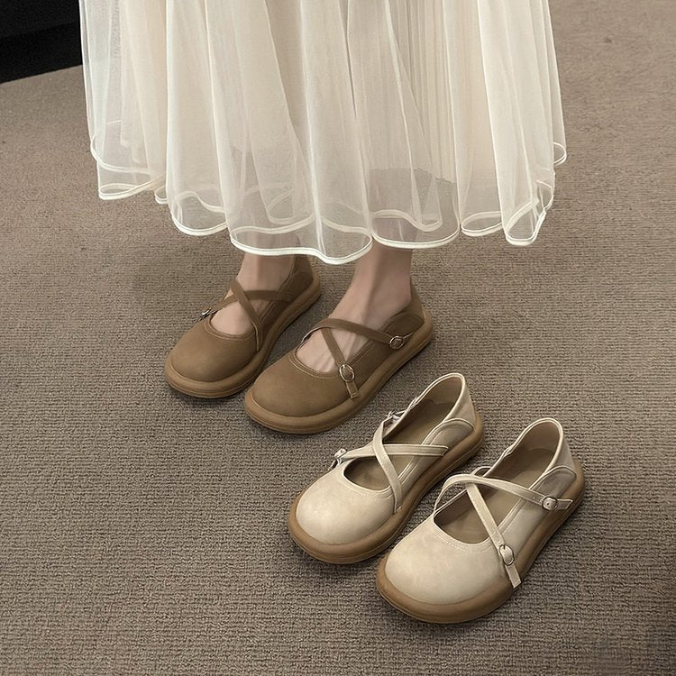 Damen Komfortable Mary Jane Ballerinas mit verstellbaren Riemen EB