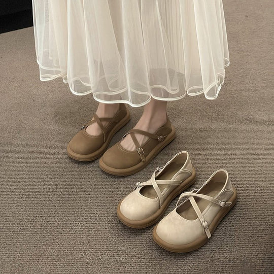 Damen Komfortable Mary Jane Ballerinas mit verstellbaren Riemen EB