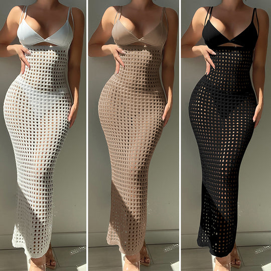 Damen Häkel-Maxikleid im figurbetonten Design EB
