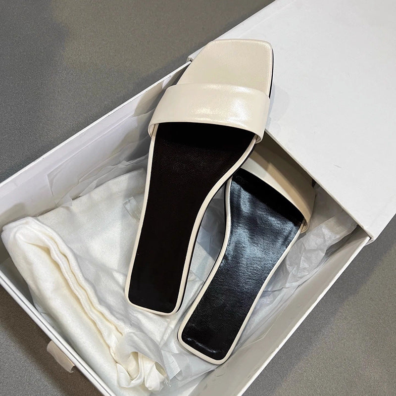 Damen Flache Slipper mit breitem Riemen und elegantem Design EB