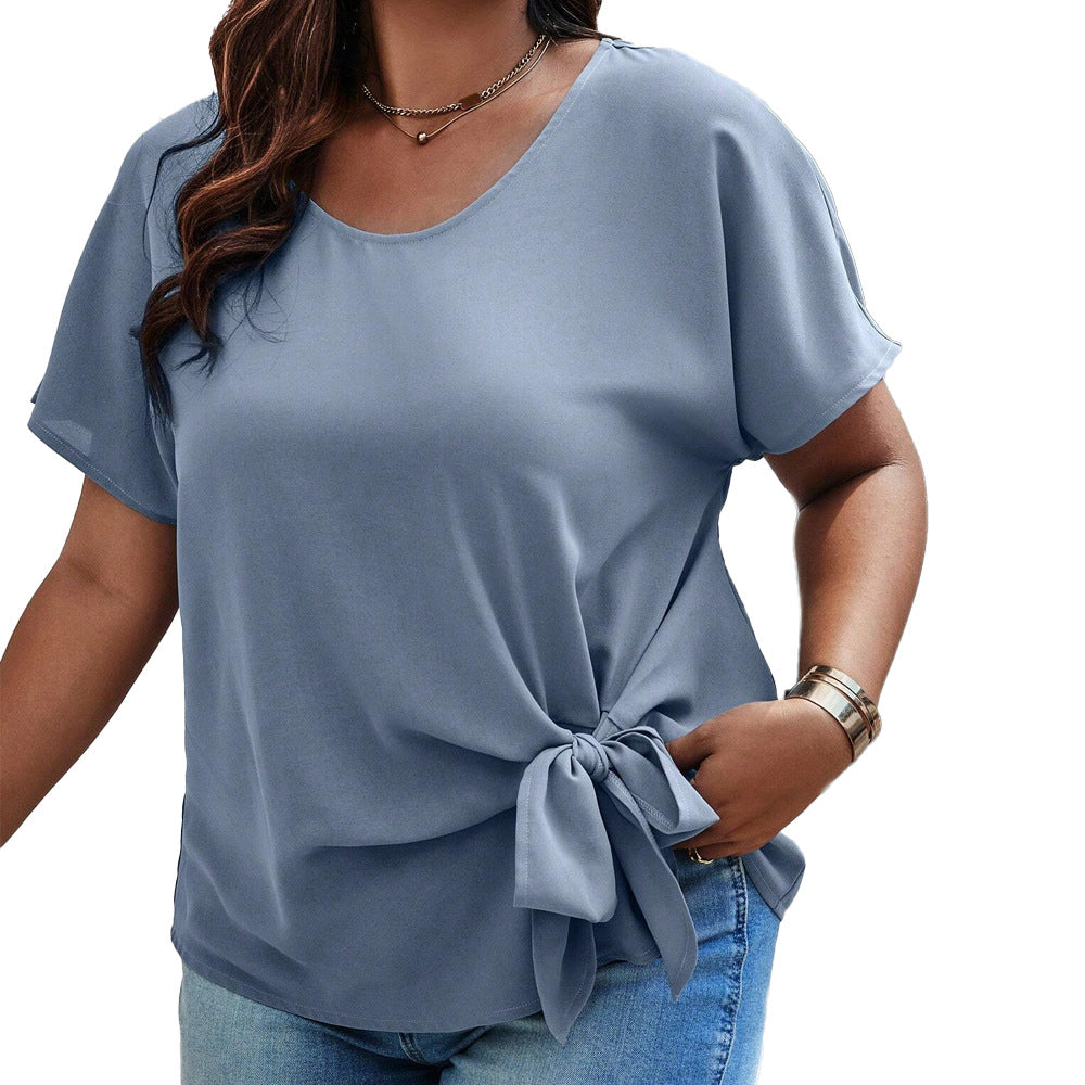 Damen lässiges Oberteil mit seitlichem Knoten und weichem Material EB