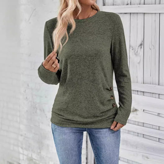 Damen lässiges Langarmshirt mit asymmetrischem Schnitt EB