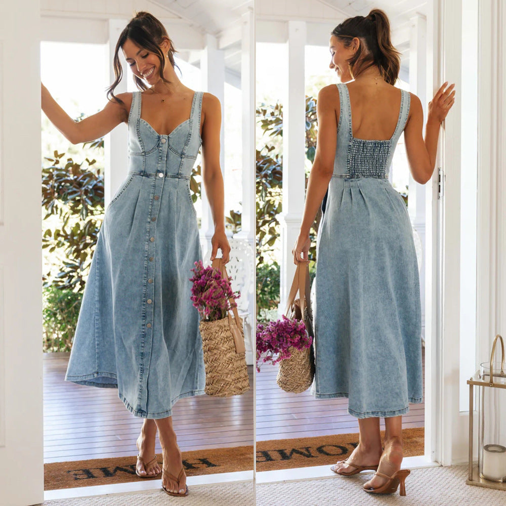 Damen Jeanskleid mit Knopfleiste und lässigem Schnitt EB