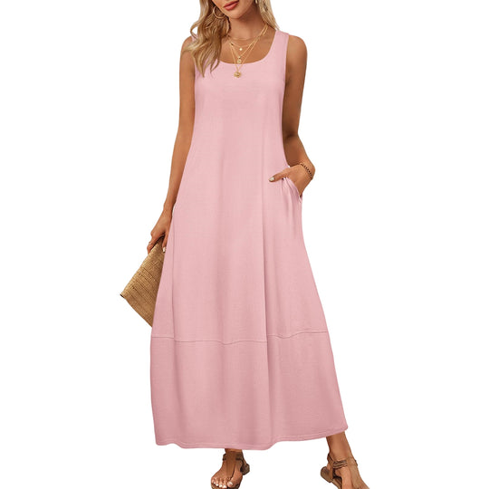 Damen Maxikleid im entspannten Schnitt mit praktischen Taschen EB