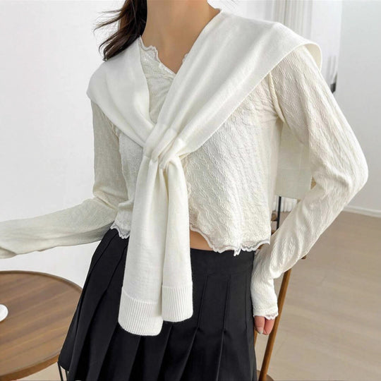 Damen modische Strickschal mit knoten Detail EB