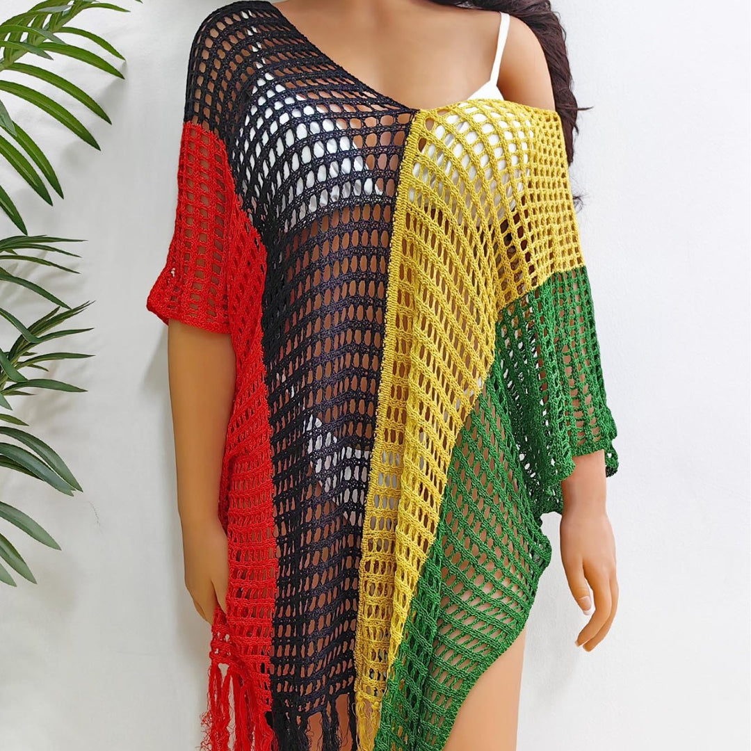 Damen luftig-transparenter Strandponcho EB