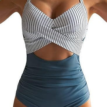 Damen Einteiliger Badeanzug mit elegantem Wickelschnitt EB