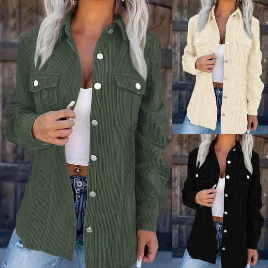 Damen Casual Hemdjacke mit strukturiertem Design und funktionalen Taschen EB