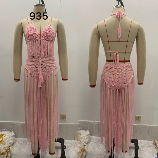 Damen Häkel-Bikini mit schwingenden Fransen und attraktivem Design EB