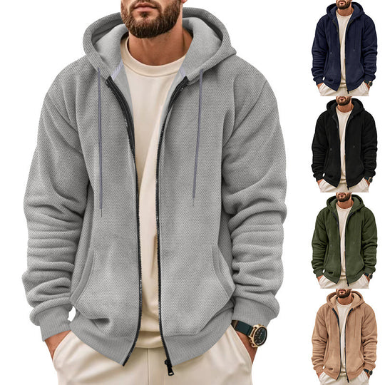 Herren sportliche Kapuzenjacke aus atmungsaktivem Material mit seitlichen Reißverschlusstaschen EB