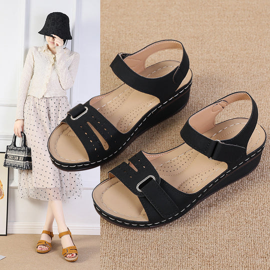 Damen Komfortable Keilsandalen mit verstellbaren Riemen EB
