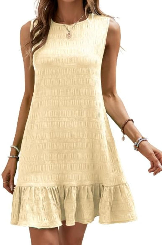 Damen Sommerliches Kleid mit Volantabschluss und strukturierter Oberfläche EB