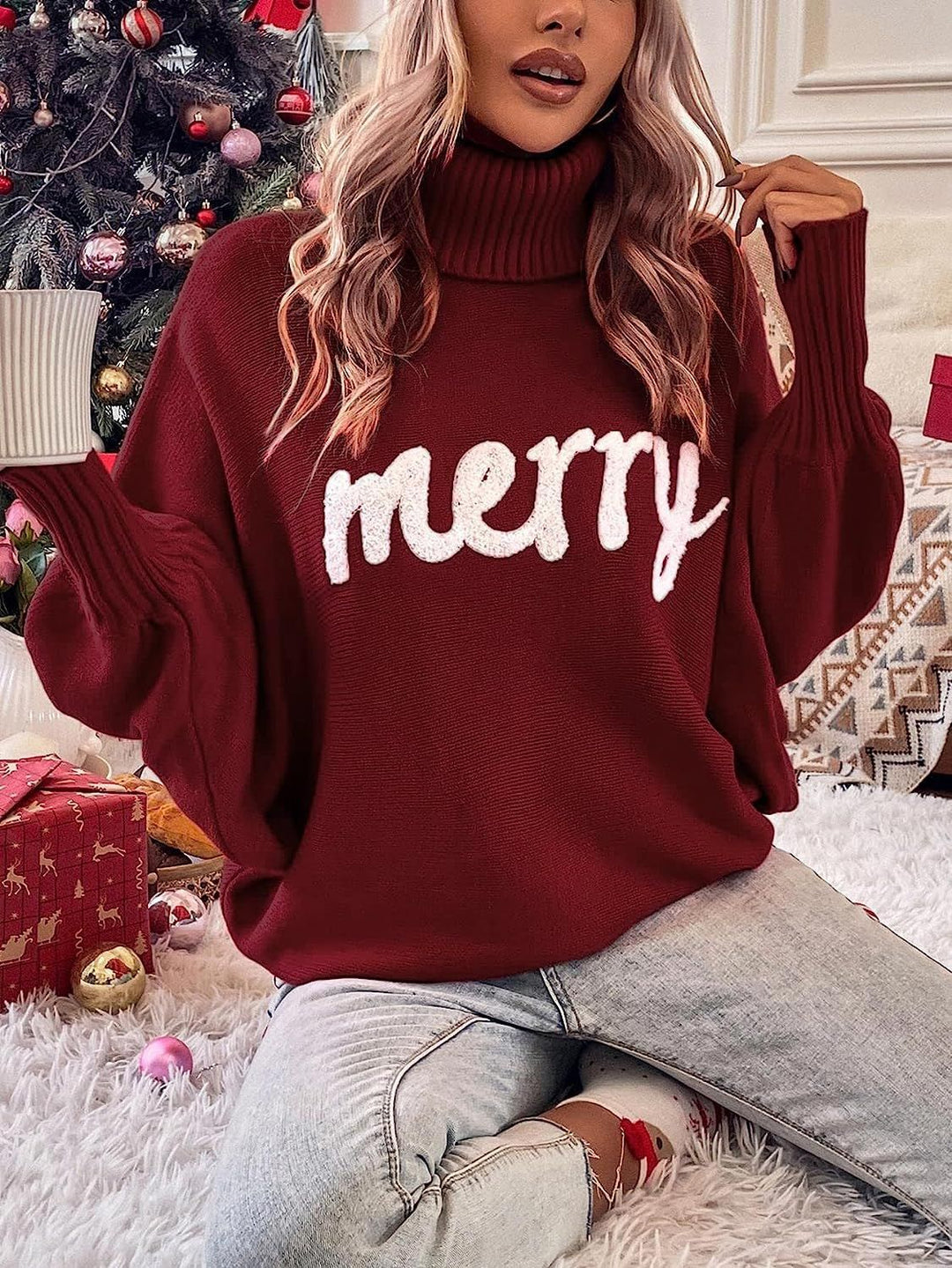 Damen Oversized Rollkragenpullover EB