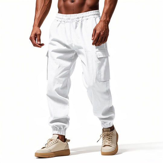 Herren Utility-Cargo-Jogger mit elastischem Bund, Kordelzug und großem Seitentaschen‑Panel EB