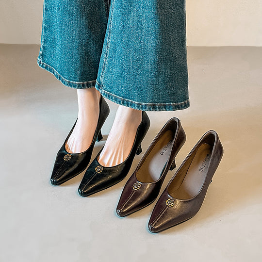 Damen Elegante spitze Pumps mit dekorativem Detail EB