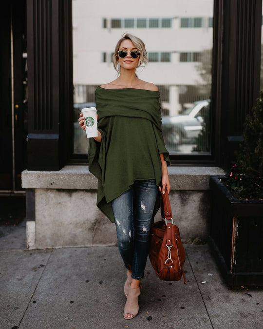 Damen lässiger Poncho mit asymmetrischem Saum EB