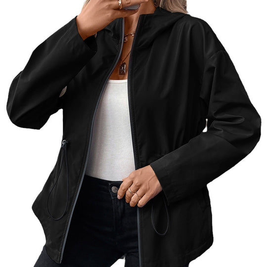 Damen leichte Kapuzenjacke mit einstellbarem Bund EB