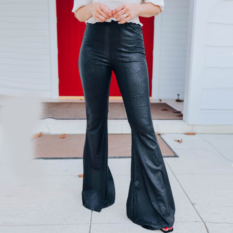 Damen Elegante Schlaghose im Schlangenleder-Look EB