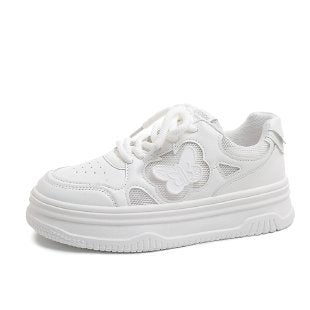Damen modische Sneakers mit floralen Applikationen und gepolsterter Sohle EB