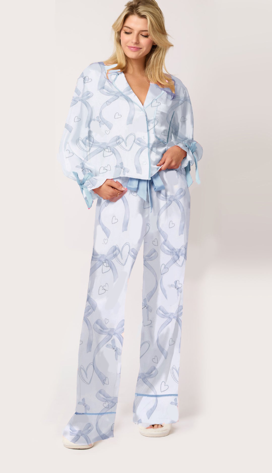 Damen Schlafanzug-Set mit niedlichen Schleifenmotiven EB