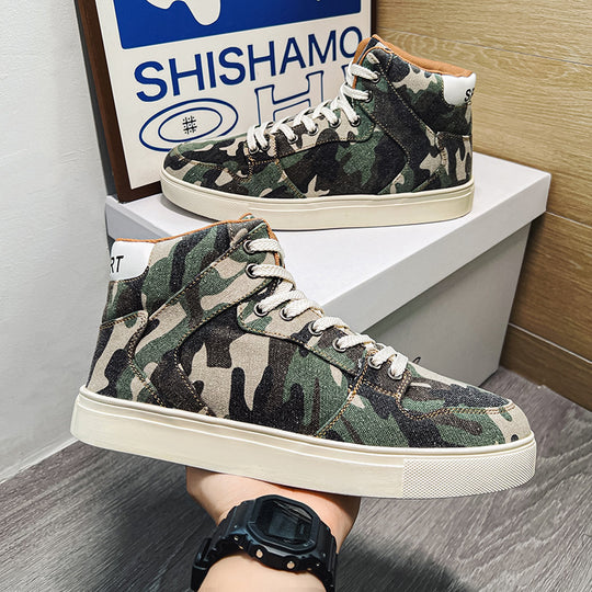 Damen High-Top Sneakers mit modernem Camouflage-Design und gepolsterter Knöchelstütze EB