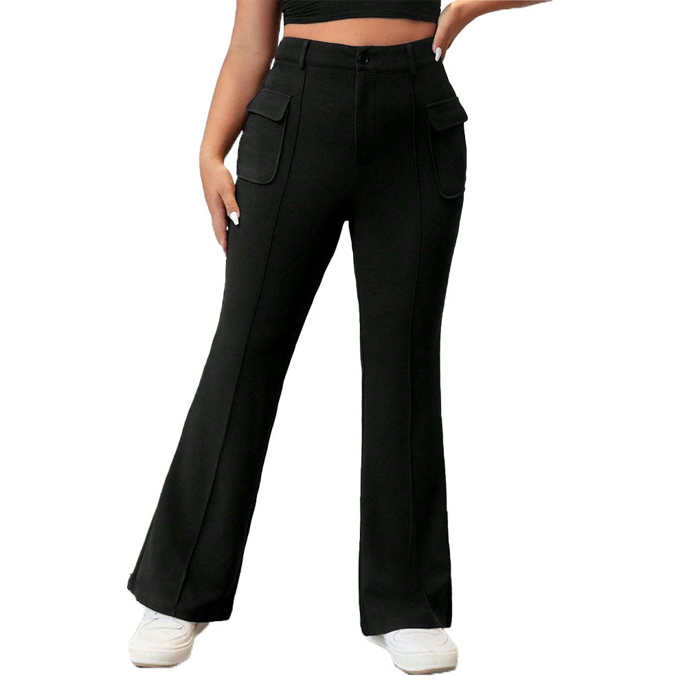 Damen Flared Hose mit praktischen Seitentaschen und elastischem Bund EB