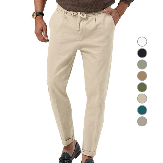 Herren Elegante Leinenhose mit elastischem Bund und praktischen Taschen EB