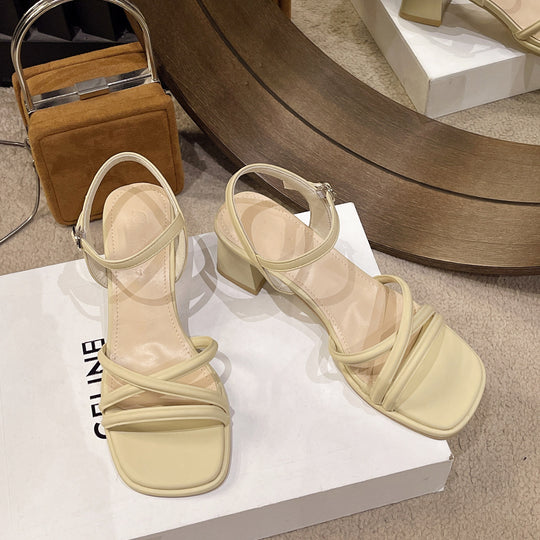Damen Elegante Riemchen-Sandalen mit Blockabsatz EB