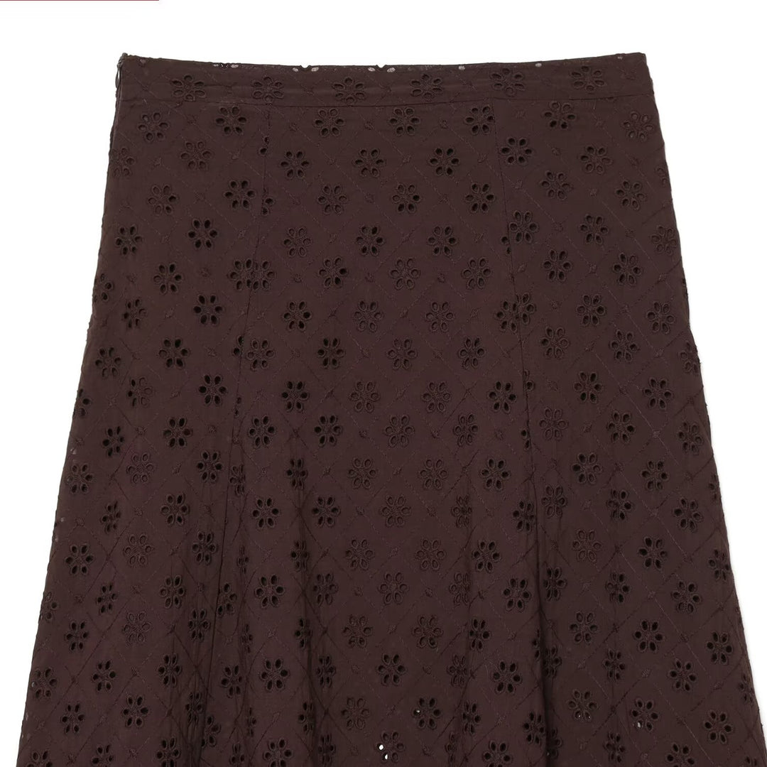 Damen Midirock mit feiner Lochstickerei EB