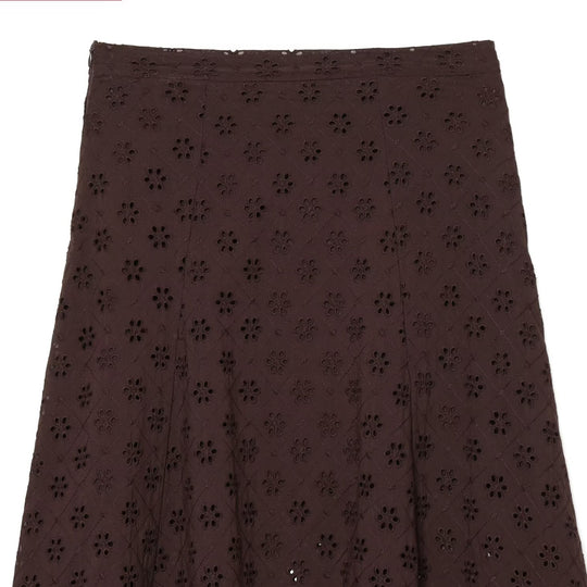 Damen Midirock mit feiner Lochstickerei EB
