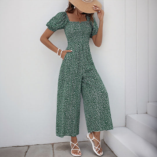 Damen Maxikleid mit Puffärmeln und seitlichem Schlitz EB