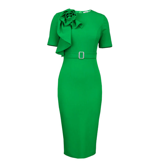 Damen figurbetontes Kleid mit hoppelndem Blüten-Design EB