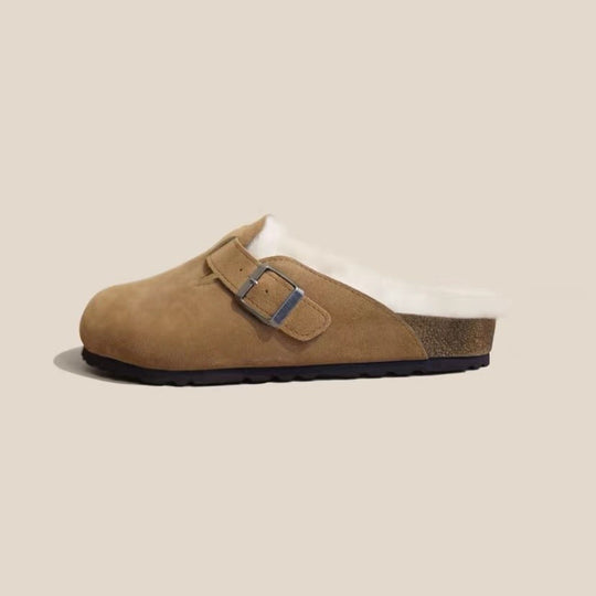 Damen  gefütterte Clog-Pantoffel mit verstellbarer Metallschnalle und anatomischem Korkfußbett EB
