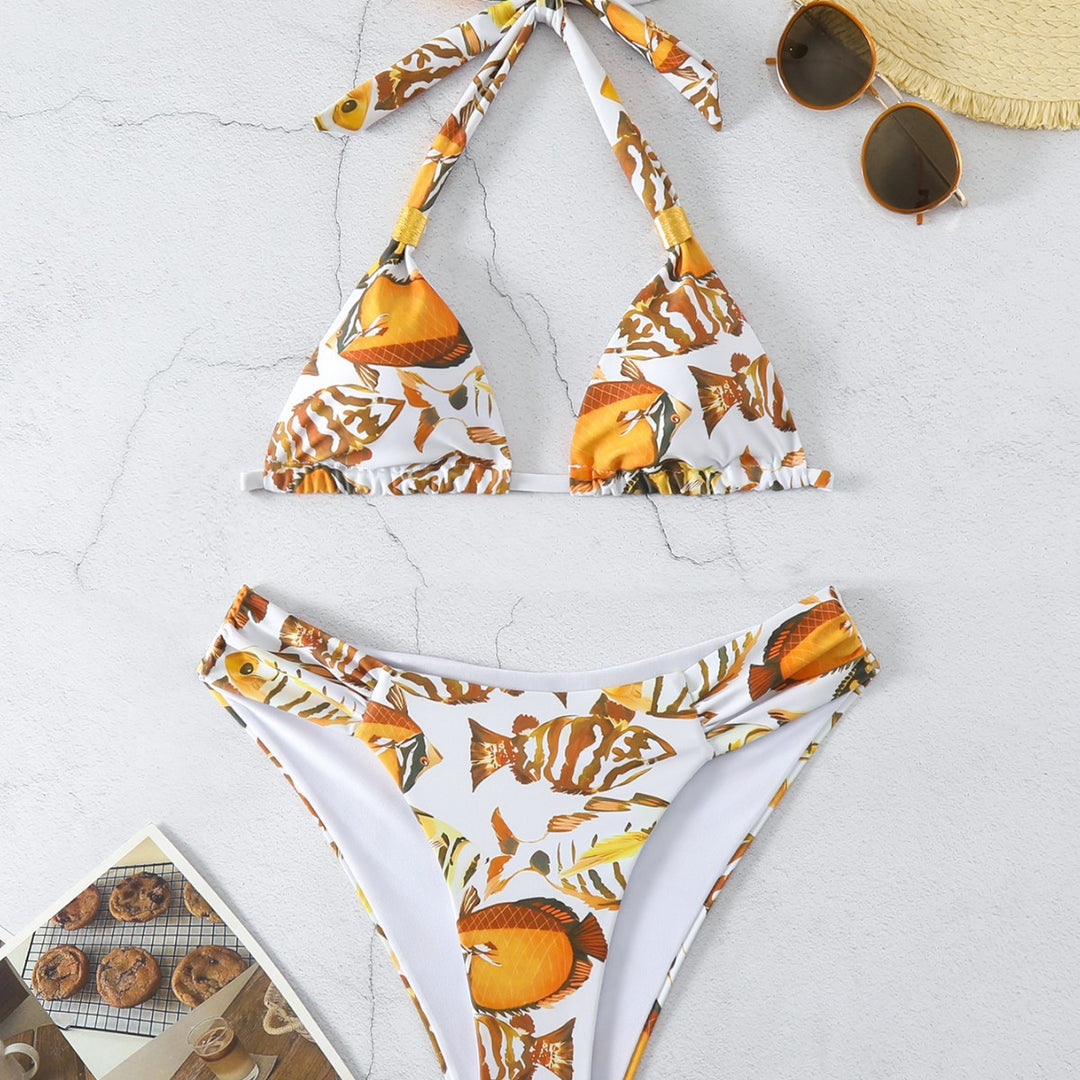 Damen Triangel-Bikini-Set mit verstellbarem Schnürdesign EB