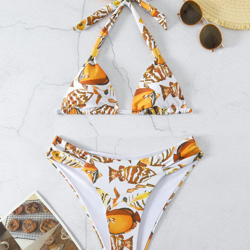 Damen Triangel-Bikini-Set mit verstellbarem Schnürdesign EB