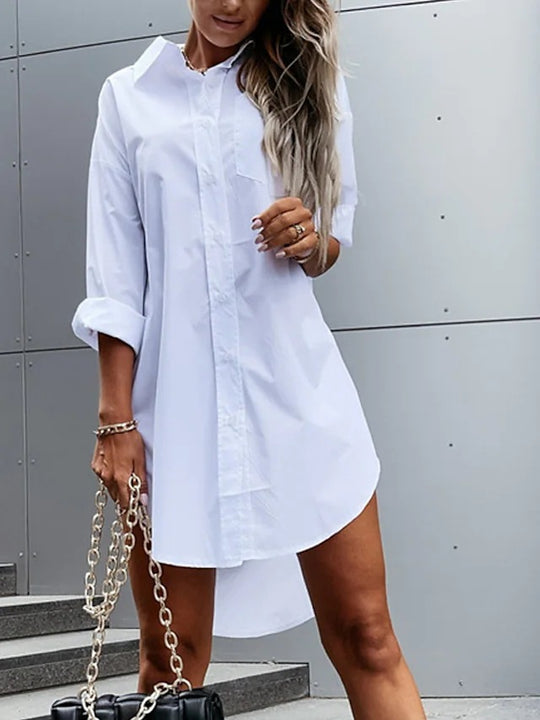 Damen chemisierter Oversized-Hemdblusenkleid EB