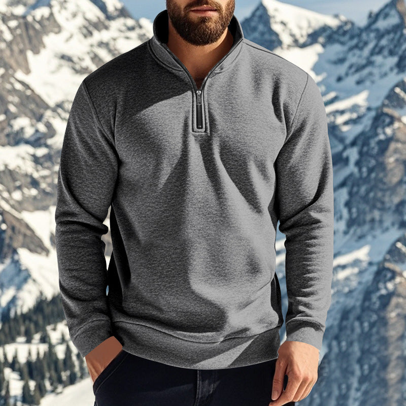 Herren nan komfortables Halbzip-Sweatshirt mit Stehkragen, leicht angerauter Innenseite und geripptem Saum EB