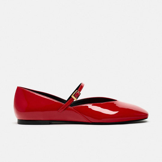Damen Elegante Slip-On Ballerinas mit verstellbarem Riemen und hochwertiger Oberflächenstruktur EB