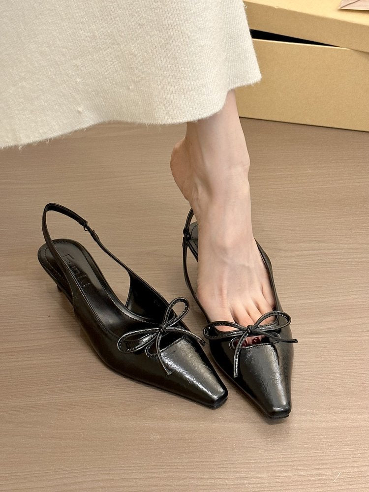 Damen elegante Slingback-Ballerinas mit modischem Schleifendetail und komfortablem Fußbett EB