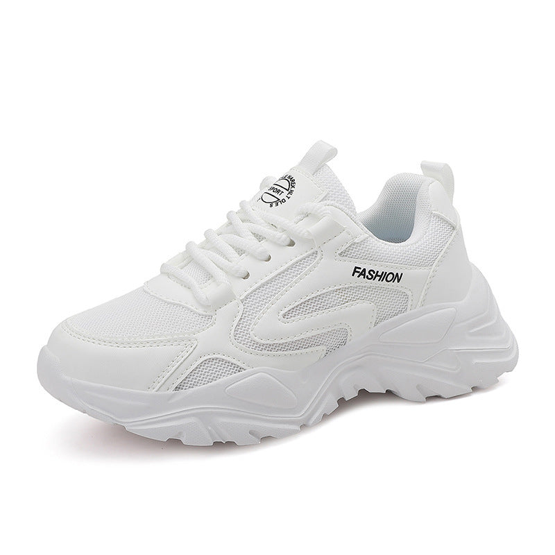 Damen nan voluminöser Plateau-Lifestyle-Sneaker mit Mesh- und Kunstledermix, gepolsterter Ferse und profiliertem Dämpfungssockel EB