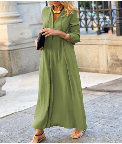 Damen Luftiges Maxikleid mit eleganter Knopfdetail EB