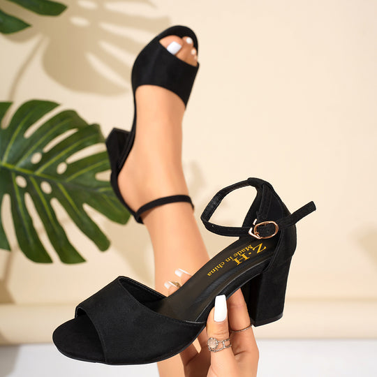 Damen Offene Sandalen mit modischem Blockabsatz und verstellbarem Riemchen EB