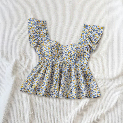 Damen Blumenbluse mit Rüschendetails und fließendem Schnitt EB