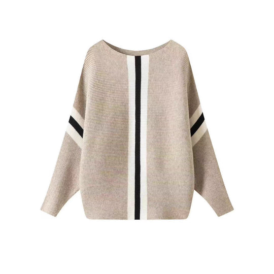 Damen Grobstrickpullover mit modernen Streifen EB
